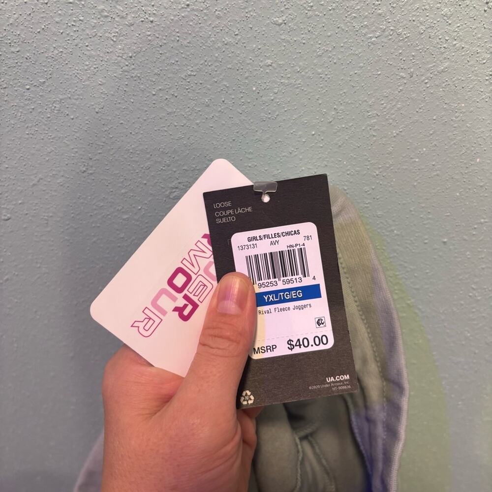 Under Armour Girls XL Mint Jogger Sweatpants with Pockets and Drawstring | NWT - Picture 6 of 12